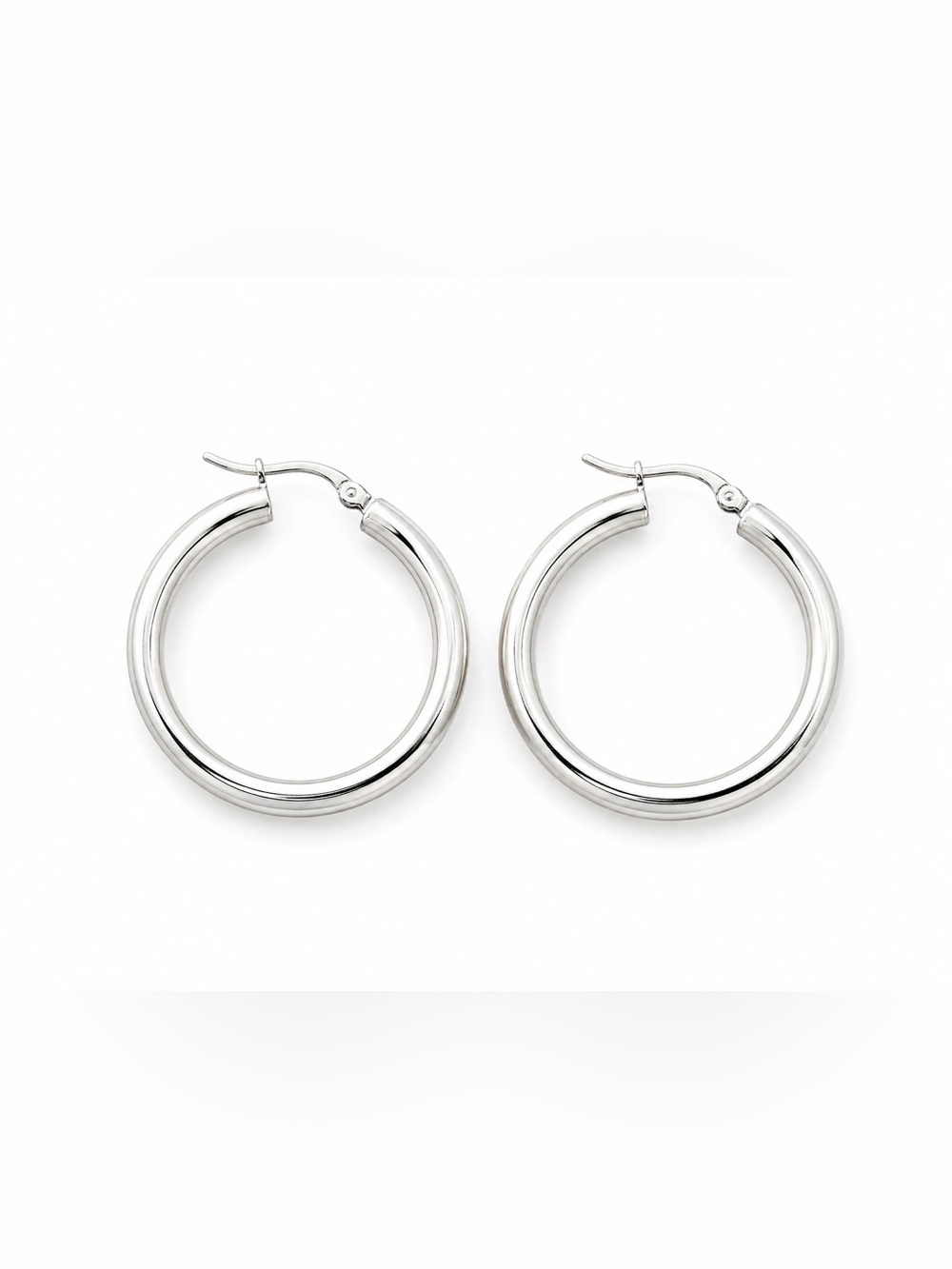 Classic Silver Hoop Earrings - Polished Tube Design